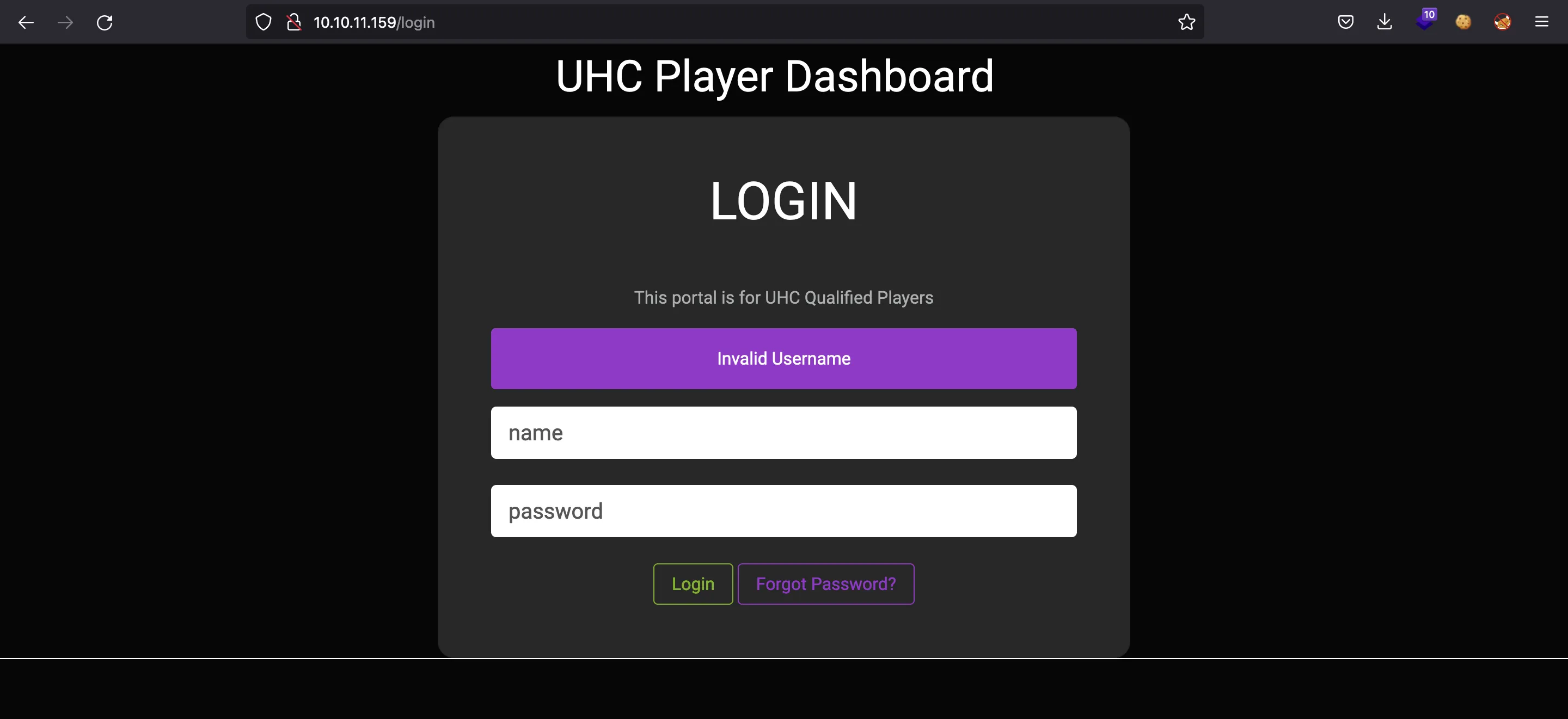 Altered login username