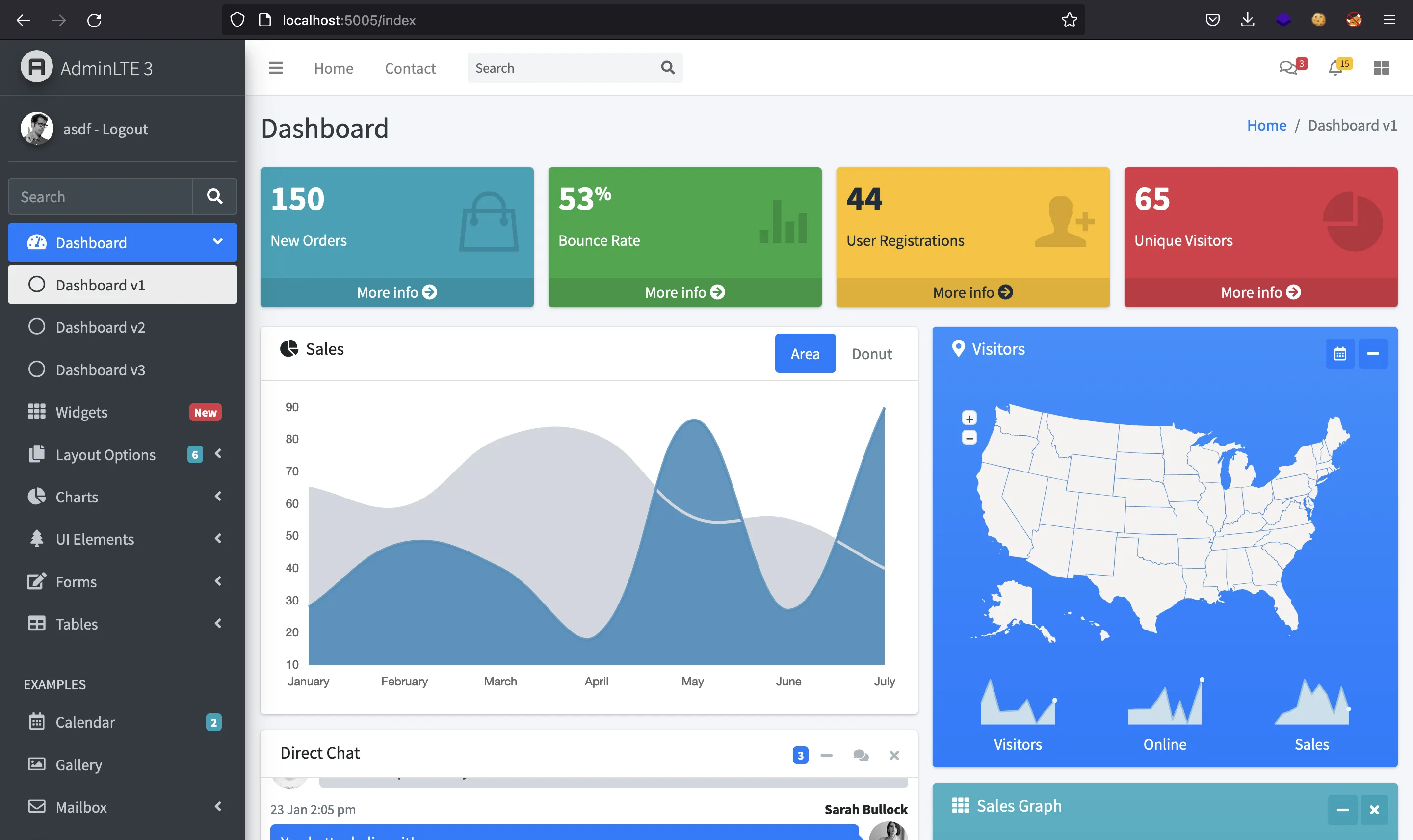 AdminLTE 3 en el contenedor de Docker