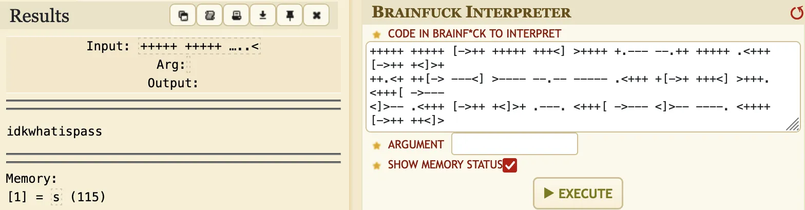 Frolic brainfuck