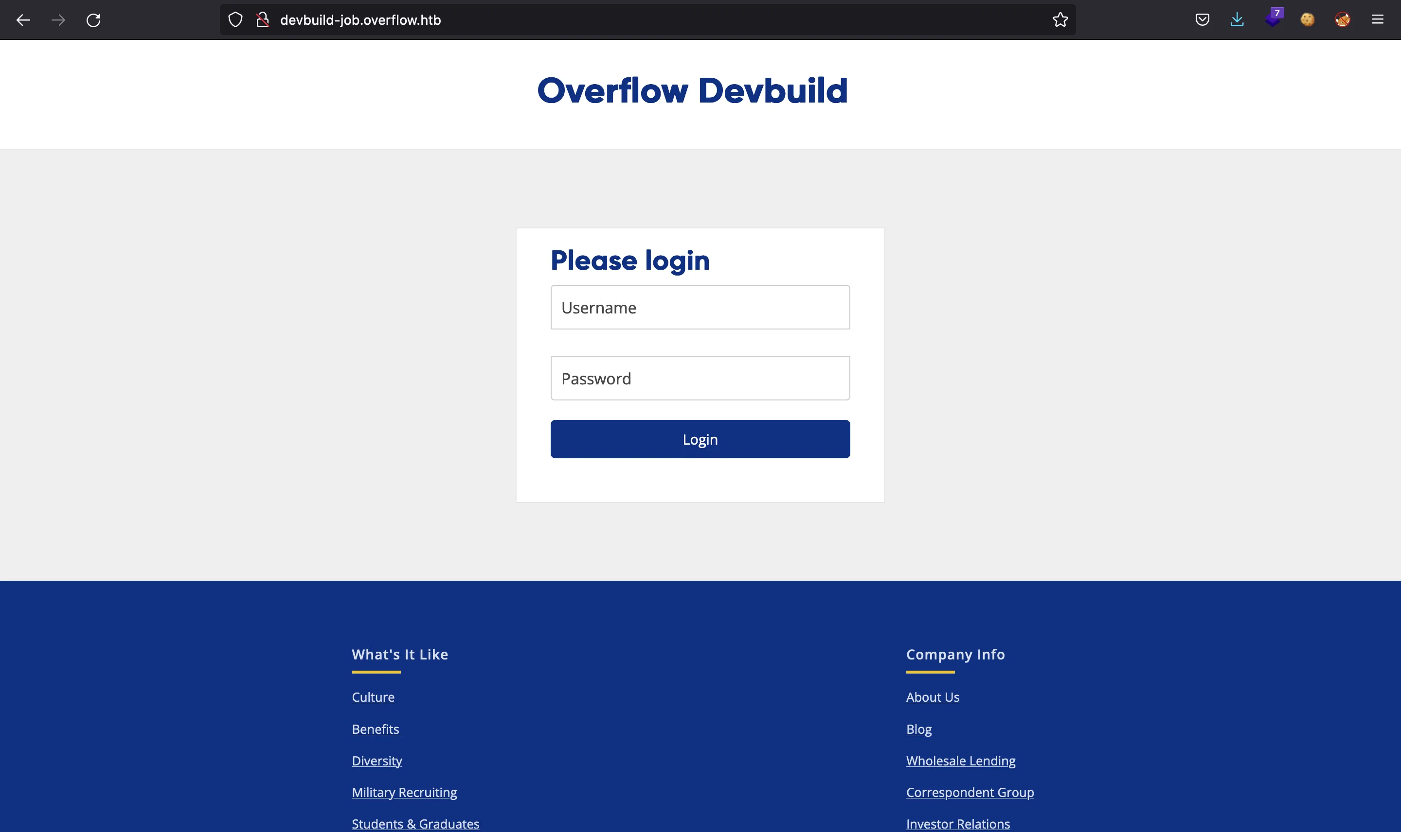 Overflow DevBuild login