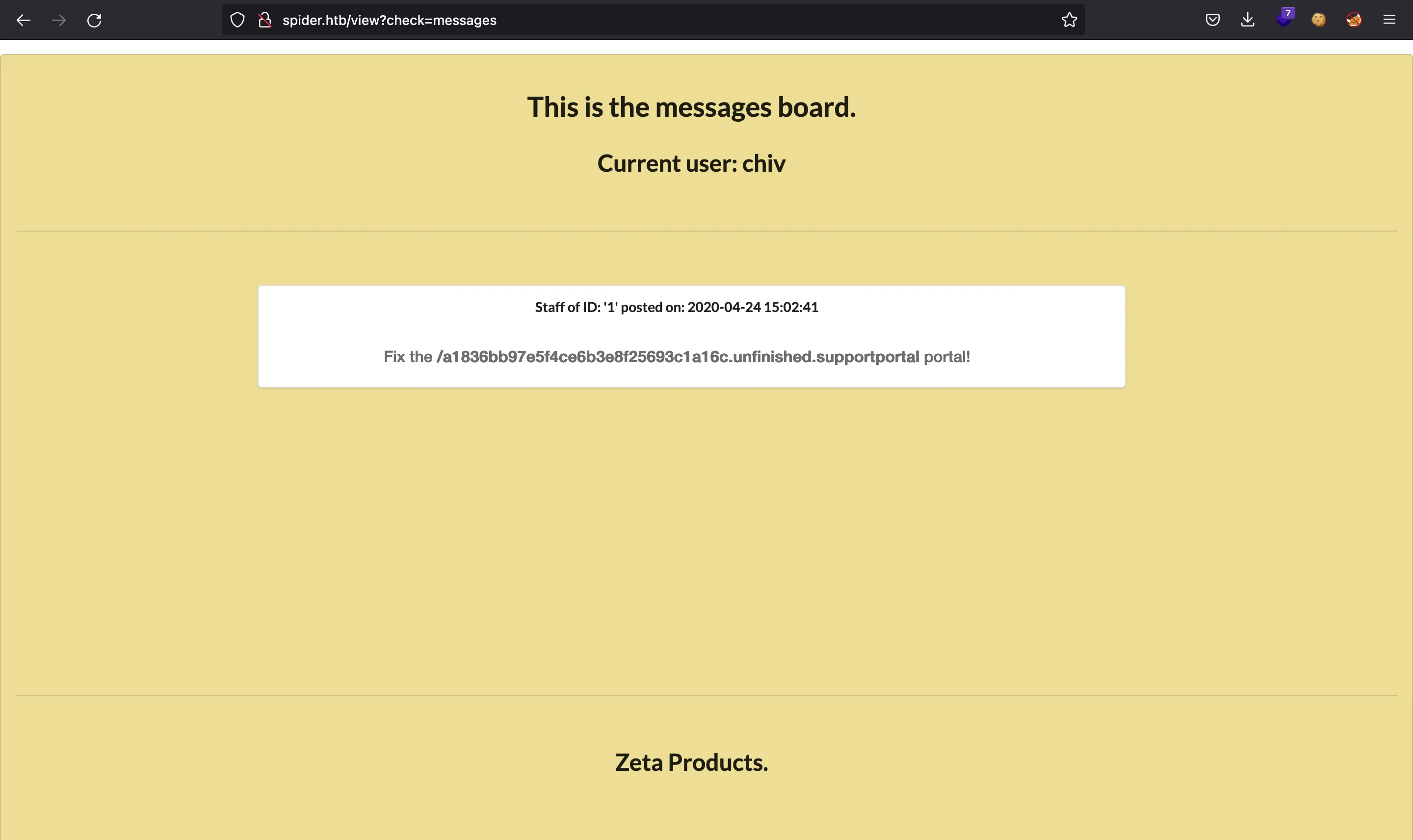 <code>chiv</code> admin panel message