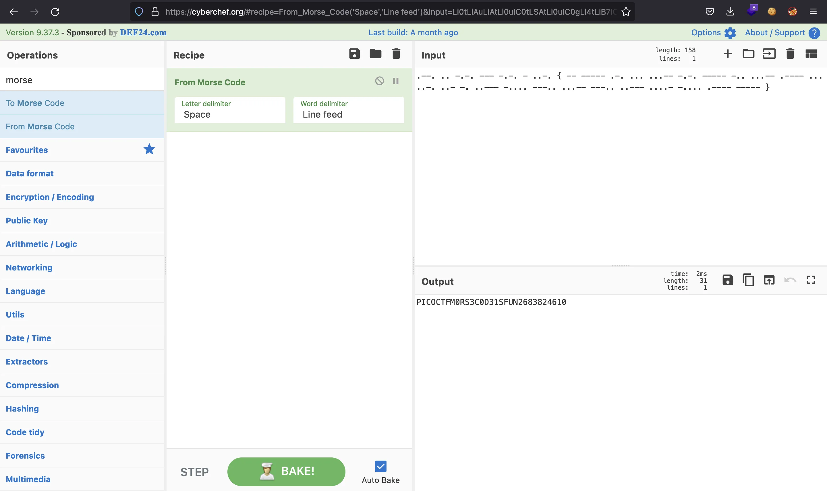 CyberChef Morse